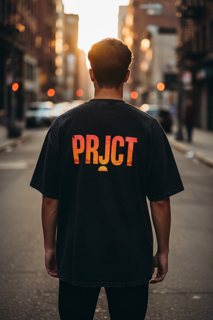 "PRJCT - Sunset Vibes - Snow Washed Oversized Tee" ...