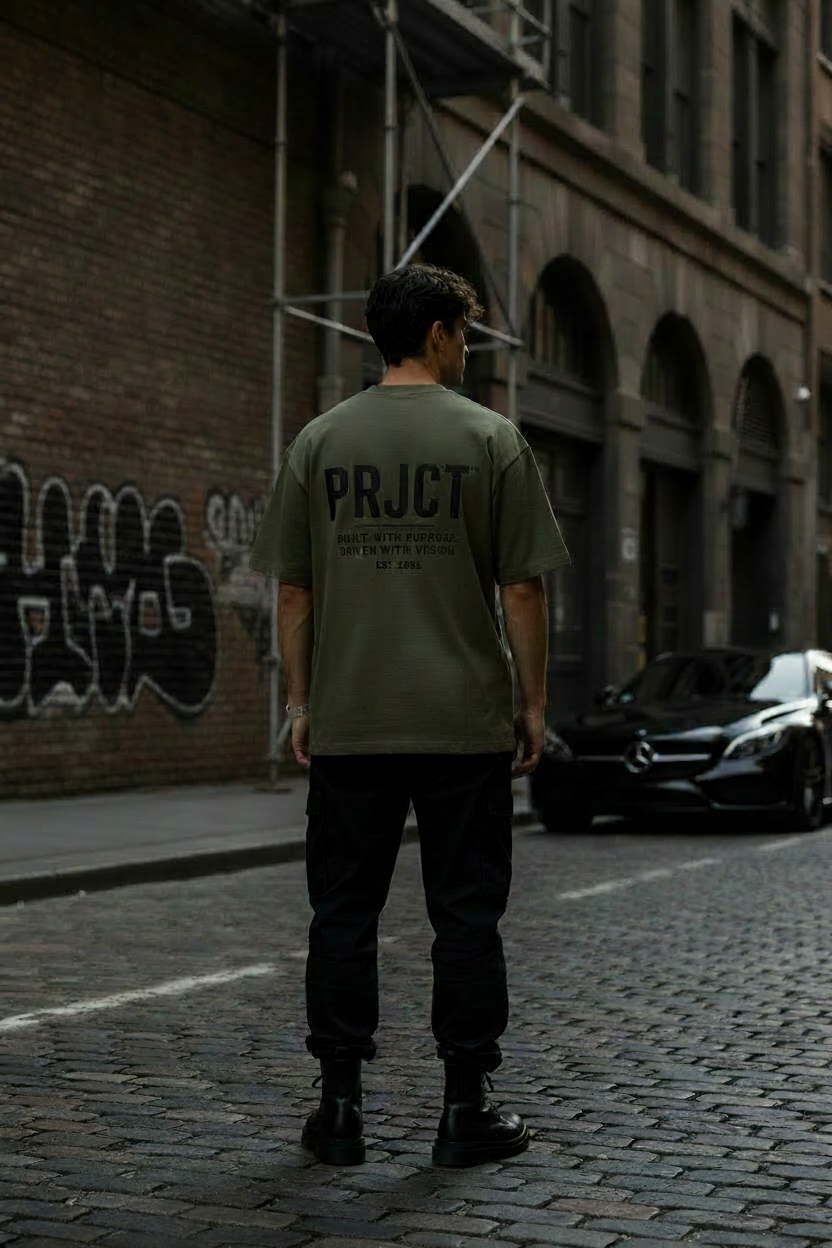 "PRJCT - Built with Vision" Boxy Oversized Tee ...