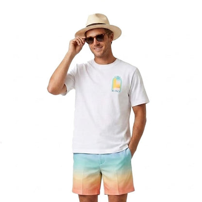 Casablanca l'arche colore blue print regular fit cotton t-shirt