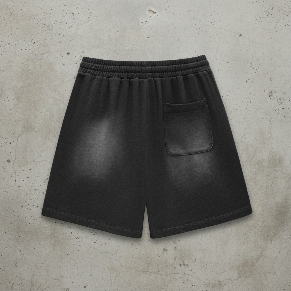 "PJ - Sun Fade, Raw Edge Shorts" ...